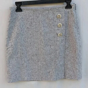 The limited Tweed A-line Button Mini Skirt Gray Size 2 preppy Academia Career